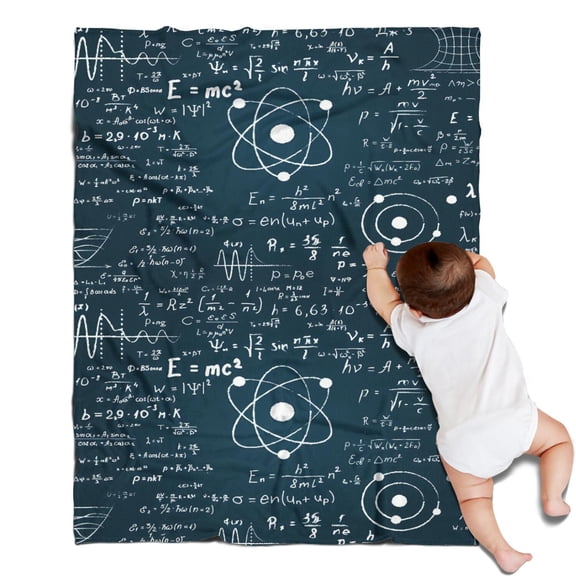 Math Equations Physics Icons Blue Pattern Blanket,Comfortable Soft Flannel Throw Blanket,All Season,Warm Lightweight Blankets for Sofa Bed Couch Living Room Chair,30"x40"