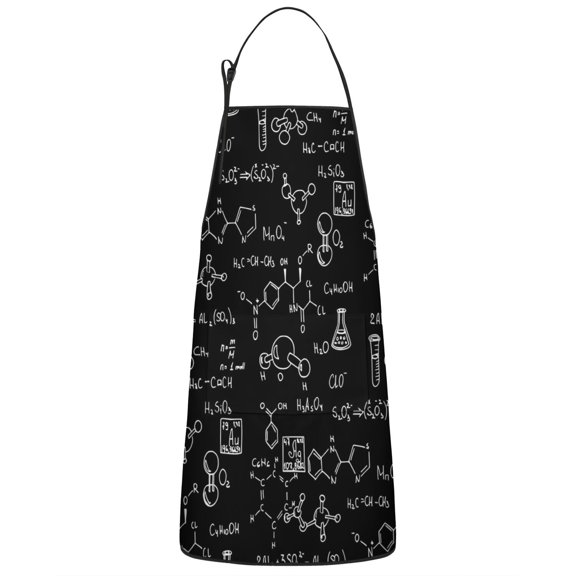 Math Equations Physics Icons Green Pattern Apron-Garden Aprons for Women with Pockets-Cotton Linen Waterproof Kitchen Cooking Gardening Aprons Adjustable for Kitchen,Cooking,BBQ and Salon 33x27 Inch