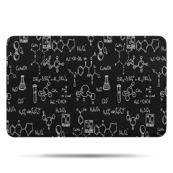 Math Equations Physics Icons Green Pattern Bathroom Rugs Mat,Non Slip Microfiber Bathroom Rug,Rubber Backing,Soft Bathroom Mats for Bathroom Floor,Tub and Shower,17x27in(43x68cm)