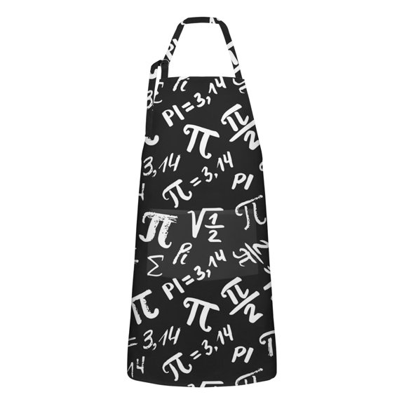 Math Equations Pi Symbols Black Pattern Apron-Garden Aprons for Women with Pockets-Cotton Linen Waterproof Kitchen Cooking Gardening Aprons Adjustable for Kitchen,Cooking,BBQ and Salon 33x27 Inch