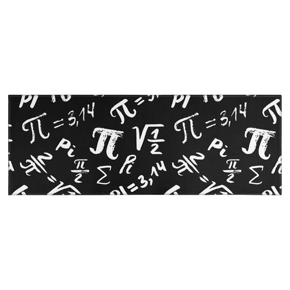 Math Equations Pi Symbols Black Pattern Kitchen Rug Mat,Kitchen Runner Rugs Non Skid Washable,Decorative Kitchen Floor Mats for Kitchen,Sink,Laundry,17"X47"