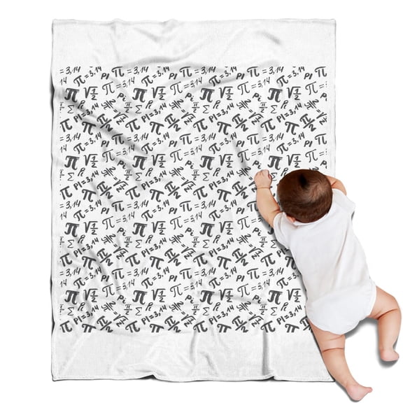 Math Equations Pi Symbols White Pattern Blanket,Comfortable Soft Flannel Throw Blanket,All Season,Warm Lightweight Blankets for Sofa Bed Couch Living Room Chair,30"x40"