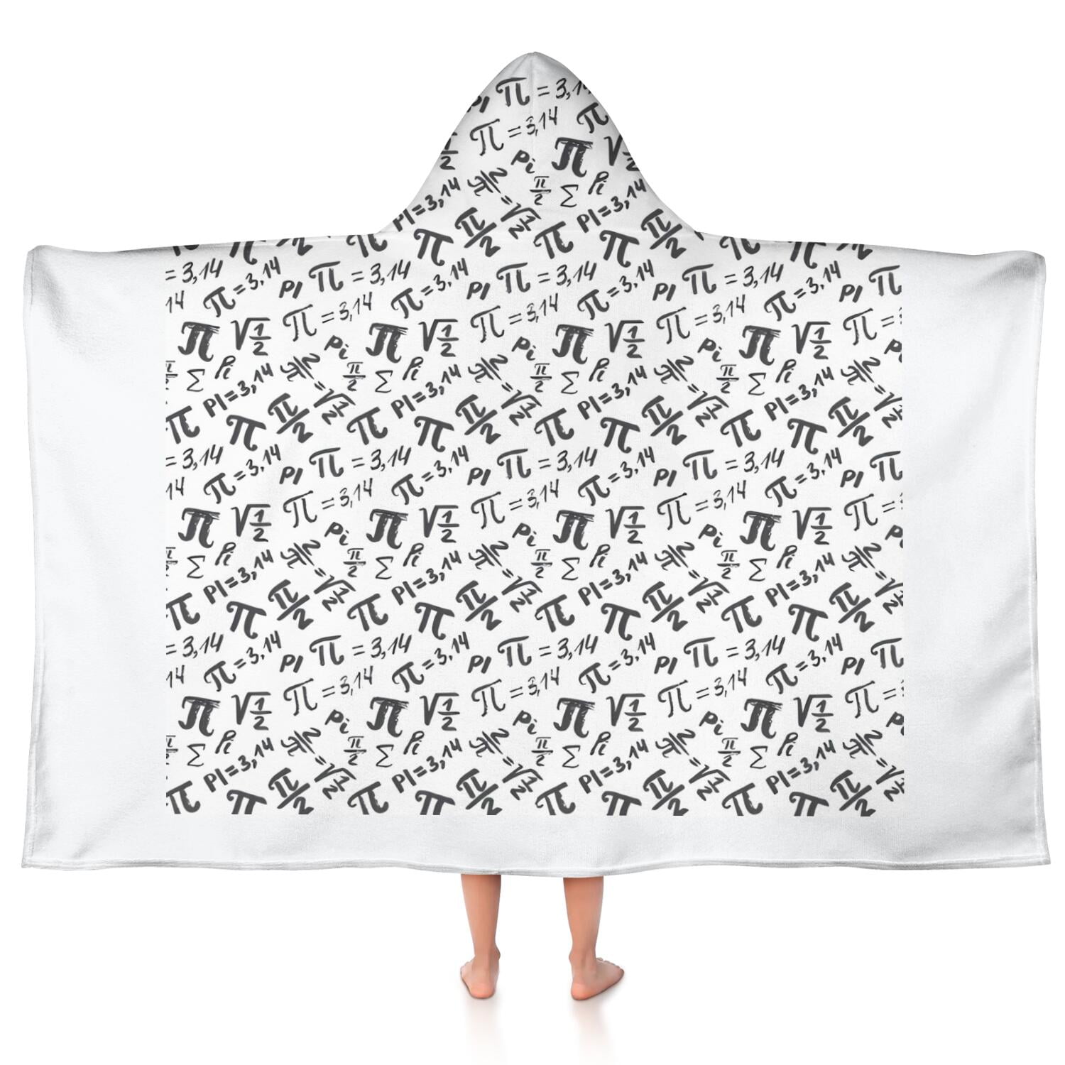 Math Equations Pi Symbols White Pattern Hooded Bath Towel,50