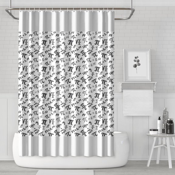 Math Equations Pi Symbols White Pattern Shower Curtain 72"x72" ,Bathroom Decorative Shower Curtains Set with 12 Hooks,Modern Waterproof Washable Shower Curtain