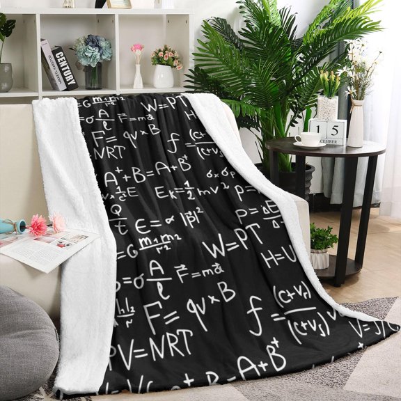 Math Equations Quantum Symbols Purple Pattern Blanket,Comfortable Soft Flannel Throw Blanket,All Season,Warm Lightweight Blankets for Sofa Bed Couch Living Room Chair,40"x50"