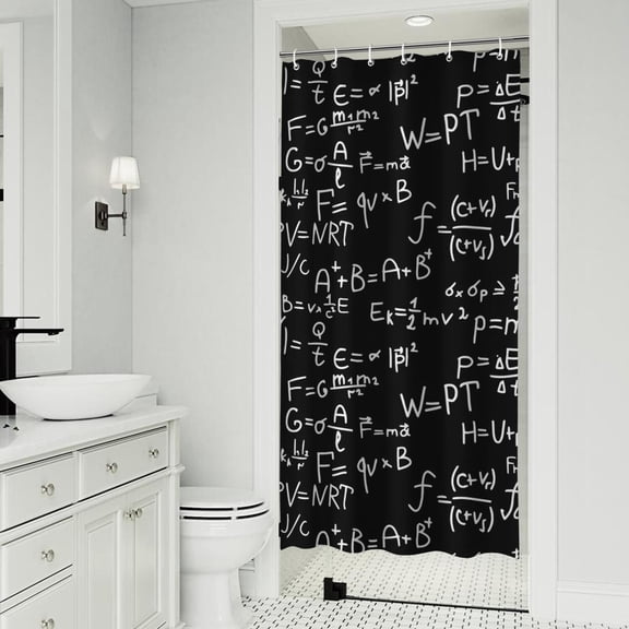 Math Equations Quantum Symbols Purple Pattern Shower Curtain 36"x72" ,Bathroom Decorative Shower Curtains Set with 12 Hooks,Modern Waterproof Washable Shower Curtain