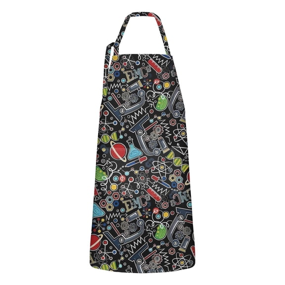 Math Equations Science Icons Black Pattern Apron-Garden Aprons for Women with Pockets-Cotton Linen Waterproof Kitchen Cooking Gardening Aprons Adjustable for Kitchen,Cooking,BBQ and Salon 33x27 Inch