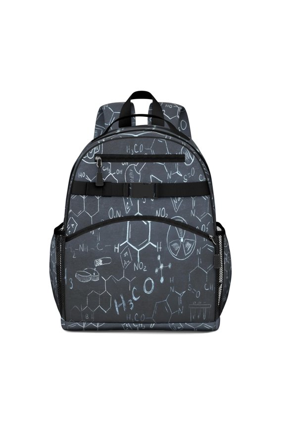 Math Equations Science Symbols Black Pattern Backpack for School,Cute School Bag,Schoolbag with Adjustable Shoulder Straps & Padded Back,15.25"x11.5"x5.25"