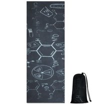 Math Equations Science Symbols Black Pattern Hot Yoga Mat Towel Non Slip for Hot Yoga - Quick-Drying Yoga Mat Cover with 4 Corner Pockets with Travel Bag - Hot Yoga Towel Non Slip 70"x26"