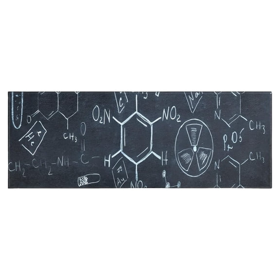 Math Equations Science Symbols Black Pattern Kitchen Rug Mat,Kitchen Runner Rugs Non Skid Washable,Decorative Kitchen Floor Mats for Kitchen,Sink,Laundry,17"X47"