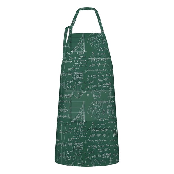 Math Equations Science Symbols Green Apron-Garden Aprons for Women with Pockets-Cotton Linen Waterproof Kitchen Cooking Gardening Aprons Adjustable for Kitchen,Cooking,BBQ and Salon 33x27 Inch