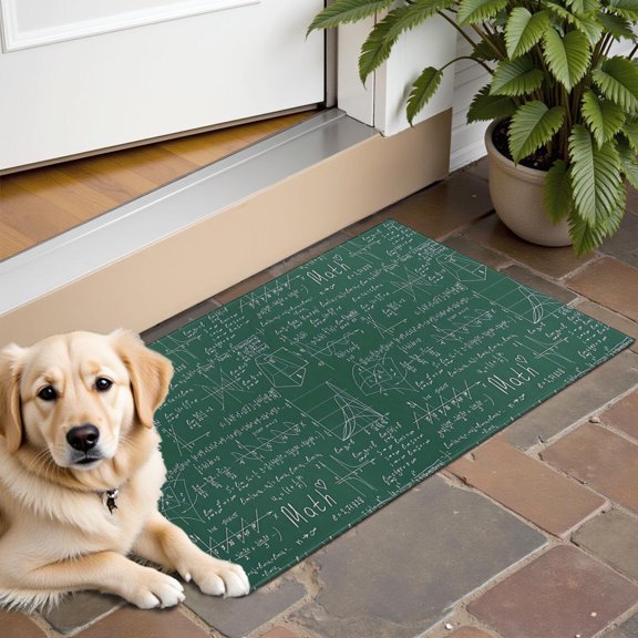 Math Equations Science Symbols Green Pattern Door Rugs,Washable Non Slip Door Mats Indoor,Decorative Door Mats,Entry Mat Indoor for Entrance,Bedroom,Kitchen,Bathroom,16"x24"