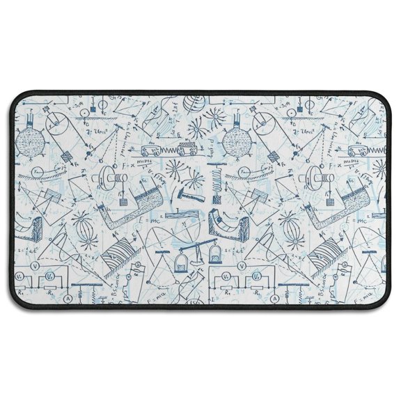 Math Equations Science Symbols Pattern Door Rugs,Washable Non Slip Door Mats Indoor,Decorative Door Mats,Entry Mat Indoor for Entrance,Bedroom,Kitchen,Bathroom,30"x17"