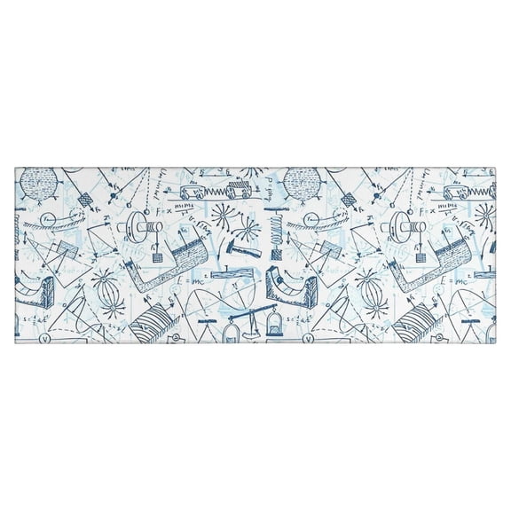 Math Equations Science Symbols Pattern Kitchen Rug Mat,Kitchen Runner Rugs Non Skid Washable,Decorative Kitchen Floor Mats for Kitchen,Sink,Laundry,17"X47"