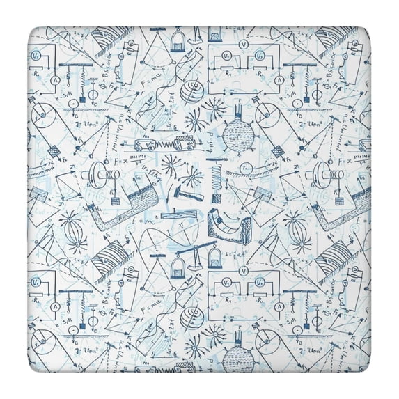 Math Equations Science Symbols Pattern Square Fitted Tablecloth with Elastic Edge,Square Table Cover,Washable Elastic Table Cover for Home Kitchen Party Decor 36"x36"