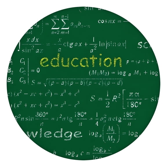 Math Equations Science Terms Green Pattern Round Fitted Tablecloth with Elastic Edge,Dining Table Cover Waterproof,Outdoor Round Tablecloth for Camping,Dining,Indoor and Outdoor