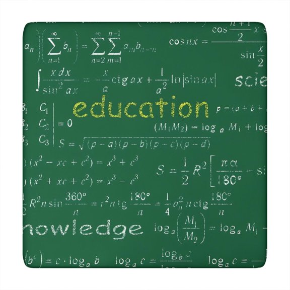 Math Equations Science Terms Green Pattern Square Fitted Tablecloth with Elastic Edge,Square Table Cover,Washable Elastic Table Cover for Home Kitchen Party Decor 34"x34"