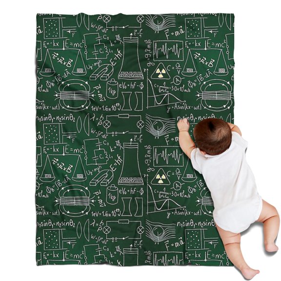 Math Equations Science Tools Green Pattern Blanket,Comfortable Soft Flannel Throw Blanket,All Season,Warm Lightweight Blankets for Sofa Bed Couch Living Room Chair,30"x40"