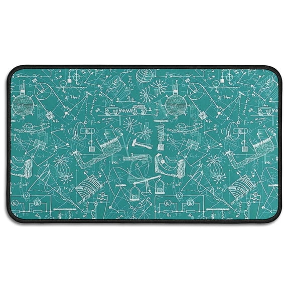 Math Equations Science Tools Green Pattern Door Rugs,Washable Non Slip Door Mats Indoor,Decorative Door Mats,Entry Mat Indoor for Entrance,Bedroom,Kitchen,Bathroom,30"x17"