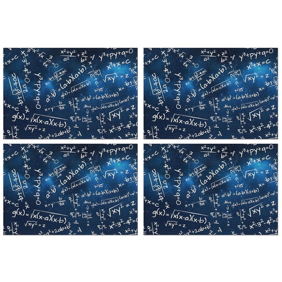 Math Equations Starry Blue Background Pattern Summer Placemats Table Placemats Set Of 4-Linen Kitchen Washable Placemats Table Mats 11.8"x17.7" Non-Slip Heat Resistant