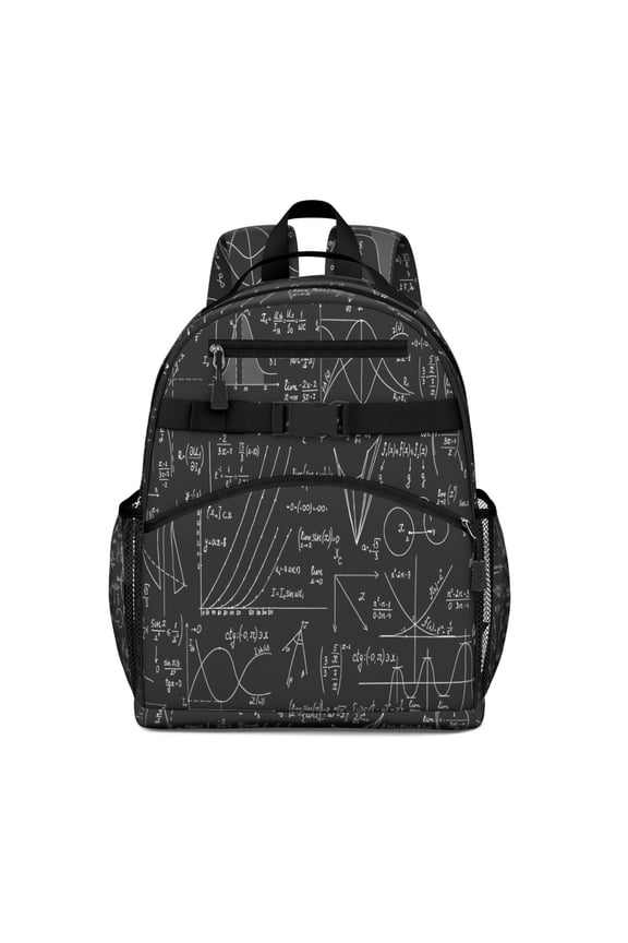 Math Equations Symbols Black Pattern Backpack for School,Cute School Bag,Schoolbag with Adjustable Shoulder Straps & Padded Back,15.25"x11.5"x5.25"