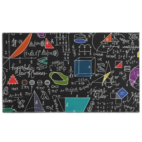 Math Equations Symbols Black Pattern Door Rugs,Washable Non Slip Door Mats Indoor,Decorative Door Mats,Entry Mat Indoor for Entrance,Bedroom,Kitchen,Bathroom,17"x30"