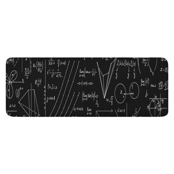 Math Equations Symbols Black Pattern Kitchen Rug Mat,Kitchen Runner Rugs Non Skid Washable,Decorative Kitchen Floor Mats for Kitchen,Sink,Laundry,17"x47.2"