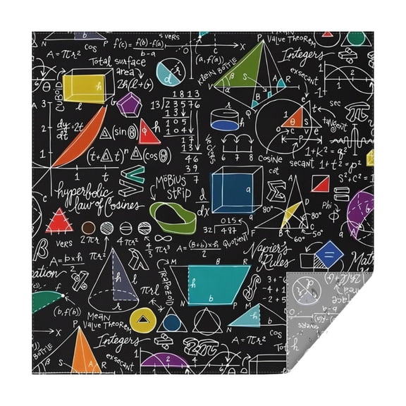 Math Equations Symbols Black Pattern Square Tablecloth,Waterproof Square Table Cover,Wipeable Spillproof Washable Table Cover for Home Kitchen Party Decor 42"X42"(107x107cm)