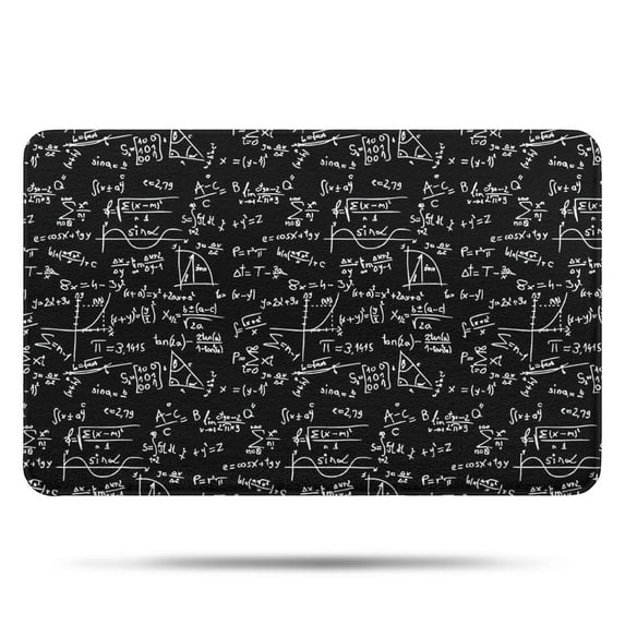 Math Equations Trigonometry Black Pattern Bathroom Rugs Mat,Non Slip Microfiber Bathroom Rug,Rubber Backing,Soft Bathroom Mats for Bathroom Floor,Tub and Shower,17x27in(43x68cm)