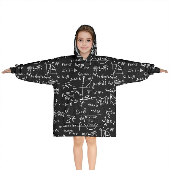 Math Equations Trigonometry Black Pattern Blanket Hoodies for Kids 6-13YR Oversize Wearable Blanket Hoodies for Boys Girls Teens