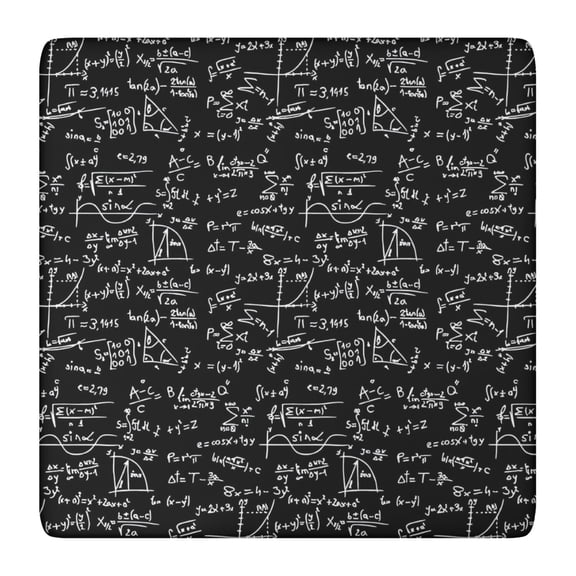 Math Equations Trigonometry Black Pattern Square Fitted Tablecloth with Elastic Edge,Square Table Cover,Washable Elastic Table Cover for Home Kitchen Party Decor 36"x36"