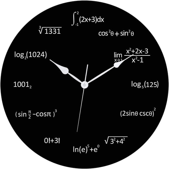 Math Equations Wall Clock Mathematics Black Board Clock Home Decoration Wall Mount Round Clock Non Ticking for Indoor