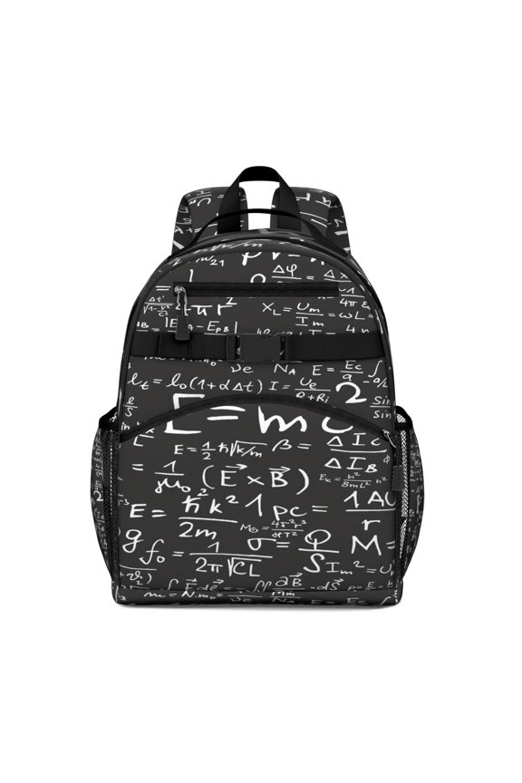 Math Equations White Chalk Blackboard Pattern Backpack for School,Cute School Bag,Schoolbag with Adjustable Shoulder Straps & Padded Back,15.25"x11.5"x5.25"