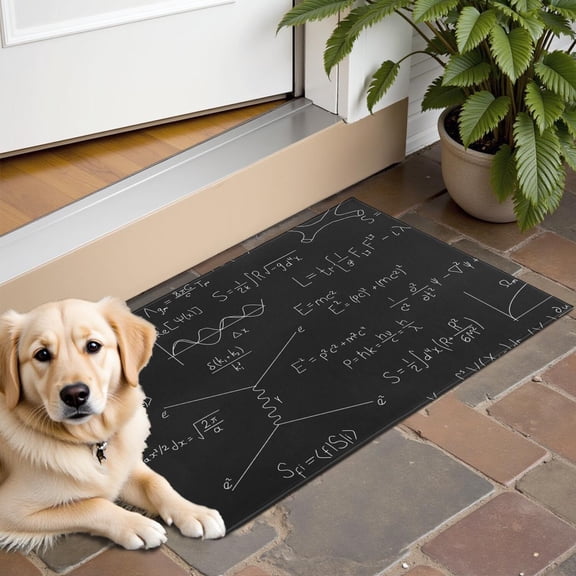 Math Equations White Chalk Blackboard Pattern Door Rugs,Washable Non Slip Door Mats Indoor,Decorative Door Mats,Entry Mat Indoor for Entrance,Bedroom,Kitchen,Bathroom,16"x24"