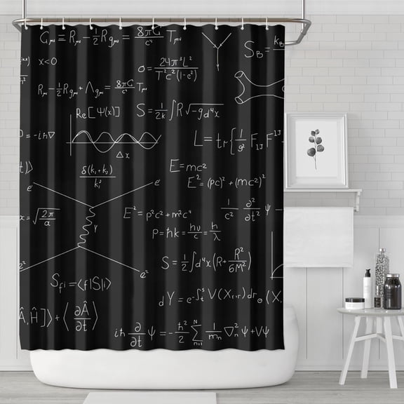 Math Equations White Chalk Blackboard Pattern Shower Curtain 72"x84" ,Bathroom Decorative Shower Curtains Set with 12 Hooks,Modern Waterproof Washable Shower Curtain