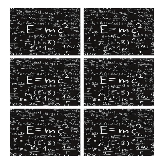 Math Equations White Chalk Blackboard Pattern Summer Placemats Table Placemats Set Of 6-Linen Kitchen Washable Placemats Table Mats 11.8"x17.7" Non-Slip Heat Resistant