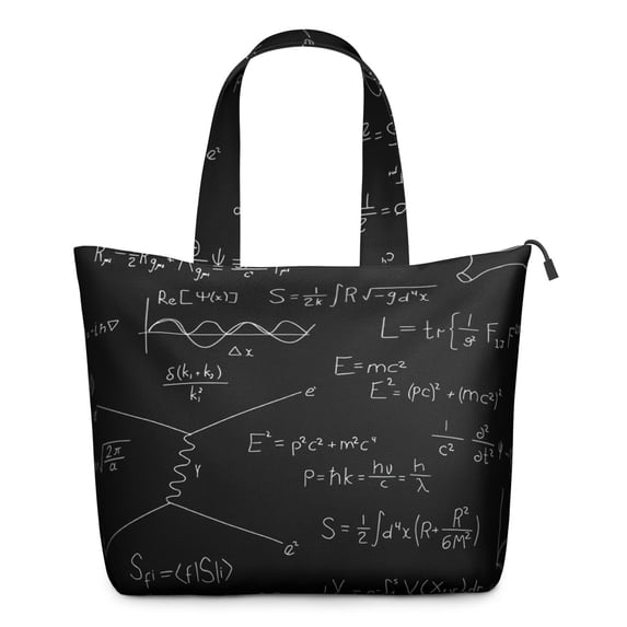 Math Equations White Chalk Blackboard Pattern Travel Tote Bags for Women Carry On,Large Weekender Bags for Women Travel,Multi Functional Duffle Bag for Work,Shopping,Sports