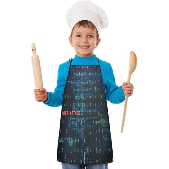 Math Equations White Formulas Brown Pattern Kids Aprons for Girls and Boys,Adjustable Neck Strap Toddler Aprons for Kids Cooking Baking