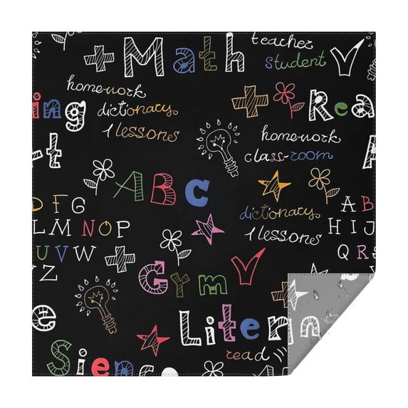 Math Equations White Symbols Black Pattern Square Tablecloth,Waterproof Square Table Cover,Wipeable Spillproof Washable Table Cover for Home Kitchen Party Decor 42"X42"(107x107cm)