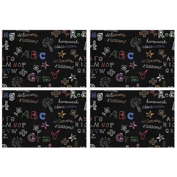 Math Equations White Symbols Black Pattern Summer Placemats Table Placemats Set Of 4-Linen Kitchen Washable Placemats Table Mats 11.8"x17.7" Non-Slip Heat Resistant