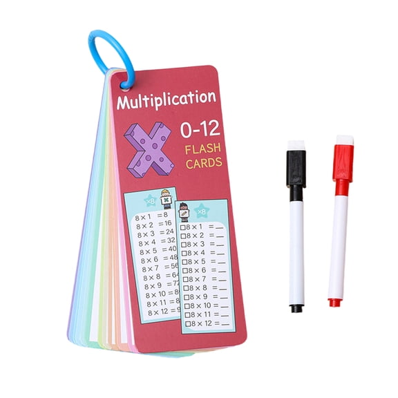 Math Facts Flashcards Reusable Learning Flashcards for Write and Wipe, Interactive Multiplication Division Flashcards