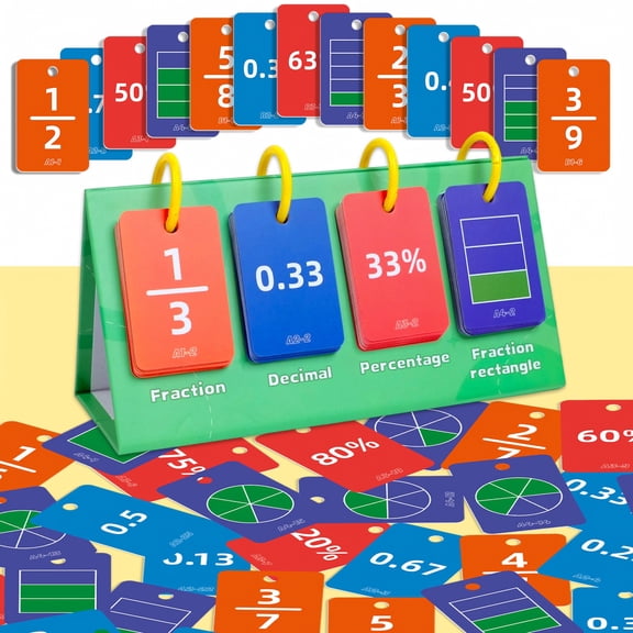 Math Flash Cards Fraction Manipulatives Set Elementary School Homeschool Supplies for Student Classroom Hobby Toys