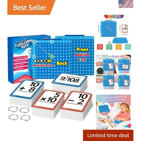 Math Flash Cards + Math Board, Multiplication Flash Card Times Table Chart, M...