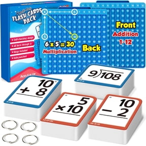 Math Flash Cards + Math Board, Multiplication Flash Card Times Table Chart, Math Manipulatives Division, Addition, Subtraction Games Toys for Kids, 1st, 2nd, 3rd, 4th, 5th, 6th Grade