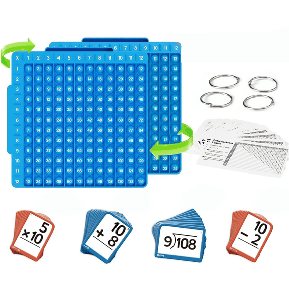 Math Flash Cards & Math Board, Multiplication Flash Cards Times Table Chart | Math Manipulatives Division, Addition, Subtraction Math Games For Teens, Learning For Home, Classroom, School