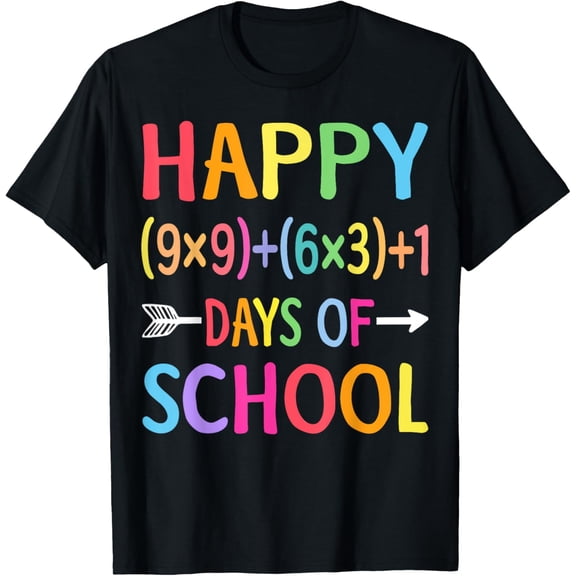 Math Formula 100 Days Of School Funny Math Teacher 100th Day T-ShirtMen's and women's gift, black and white T-shirt, size: Extra large S-4XL