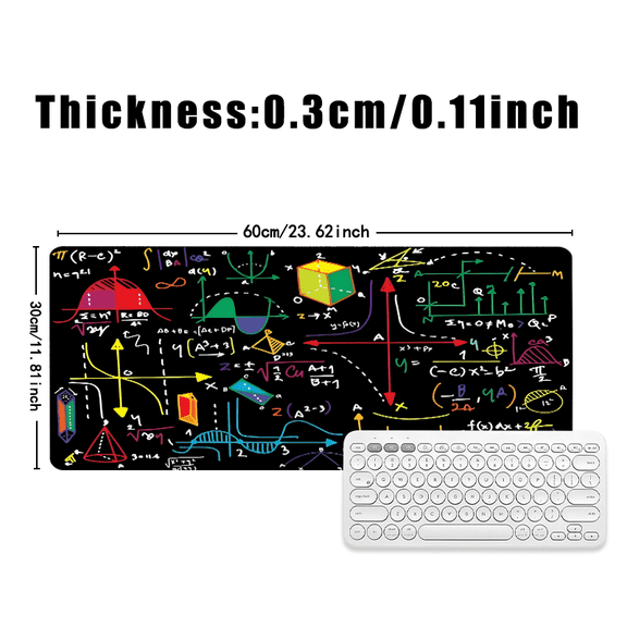 Math Formula Design Mouse Pad 31.5 x 11.82 Inches Rubber Desk Mat for Office Study Gaming