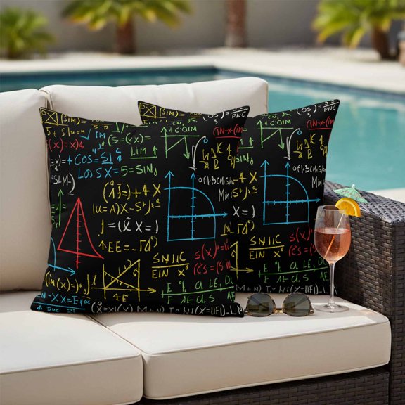 Math Formula Geometric Outdoor Pillow Covers 16x16 Inch Throw Pillow Covers Set of 2 Waterproof Decorative Pillow Cases Modern Art Black Yellow Cushion Covers for Patio Furniture Garden Couch Sofa