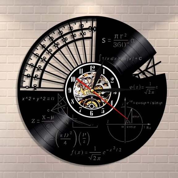Math Formula Science Classroom Vinyl Wall Clock,Vinyl Record Clock Wall Art Black Handmade Art Home Unique Gift idea