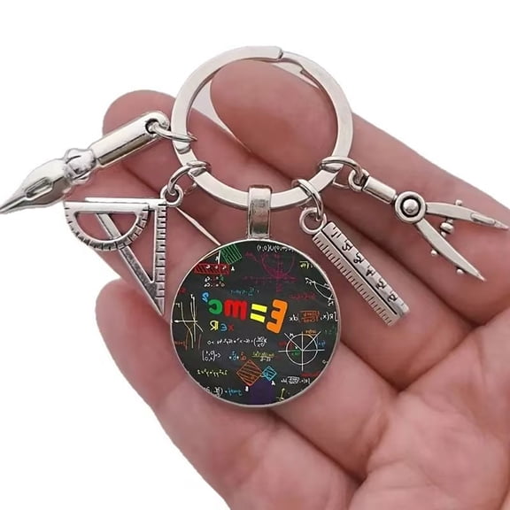 Math Formulas Geometry Science Round Glass Keychain Pendant Zincs Alloy Keyring Stylish Teacher's Day Gift